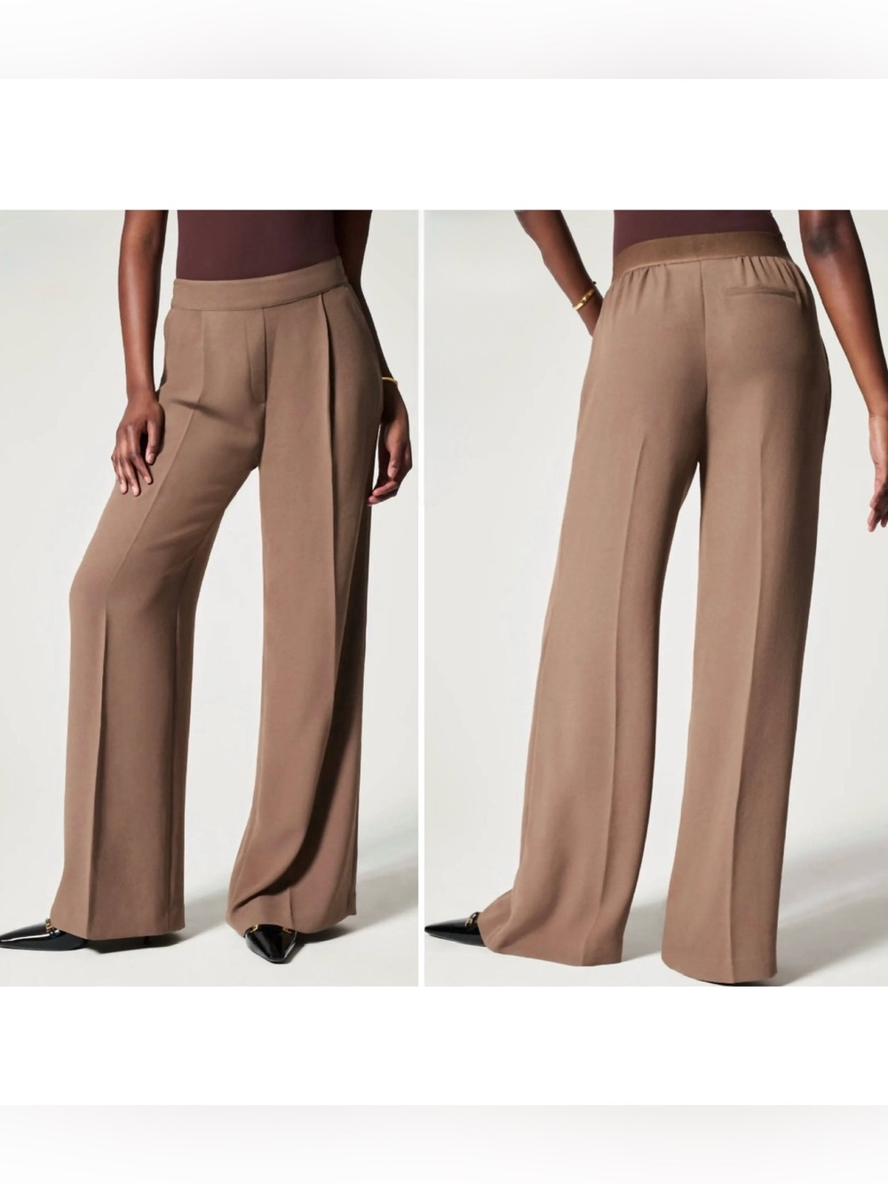 Spanx Crepe Pleated Trouser Wide Leg Cedar